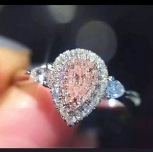 3.5 ctw pink/white diamond silver morganite ring